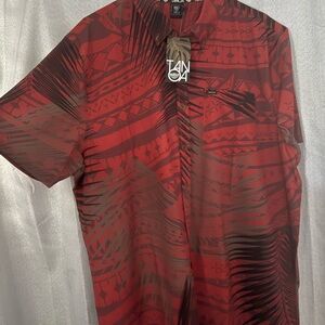 Tano Men's Casual Red and Black Patterned Shirt